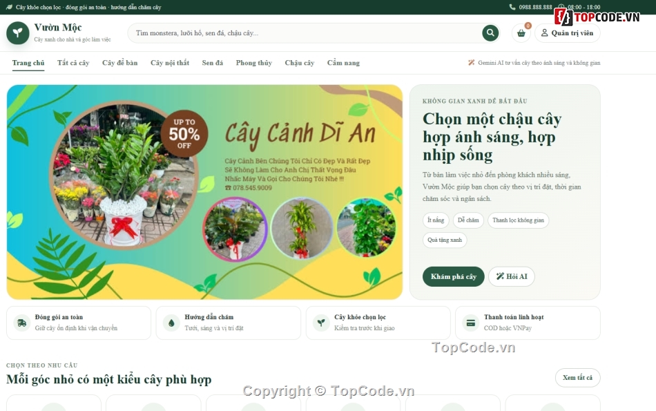 website,web bán cây,AI